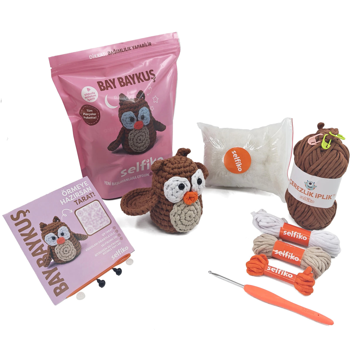 Selfiko Bay Baykuş Amigurumi Hobi Seti – El Yapımı Baykuş Figürü Örgü Deneyimi