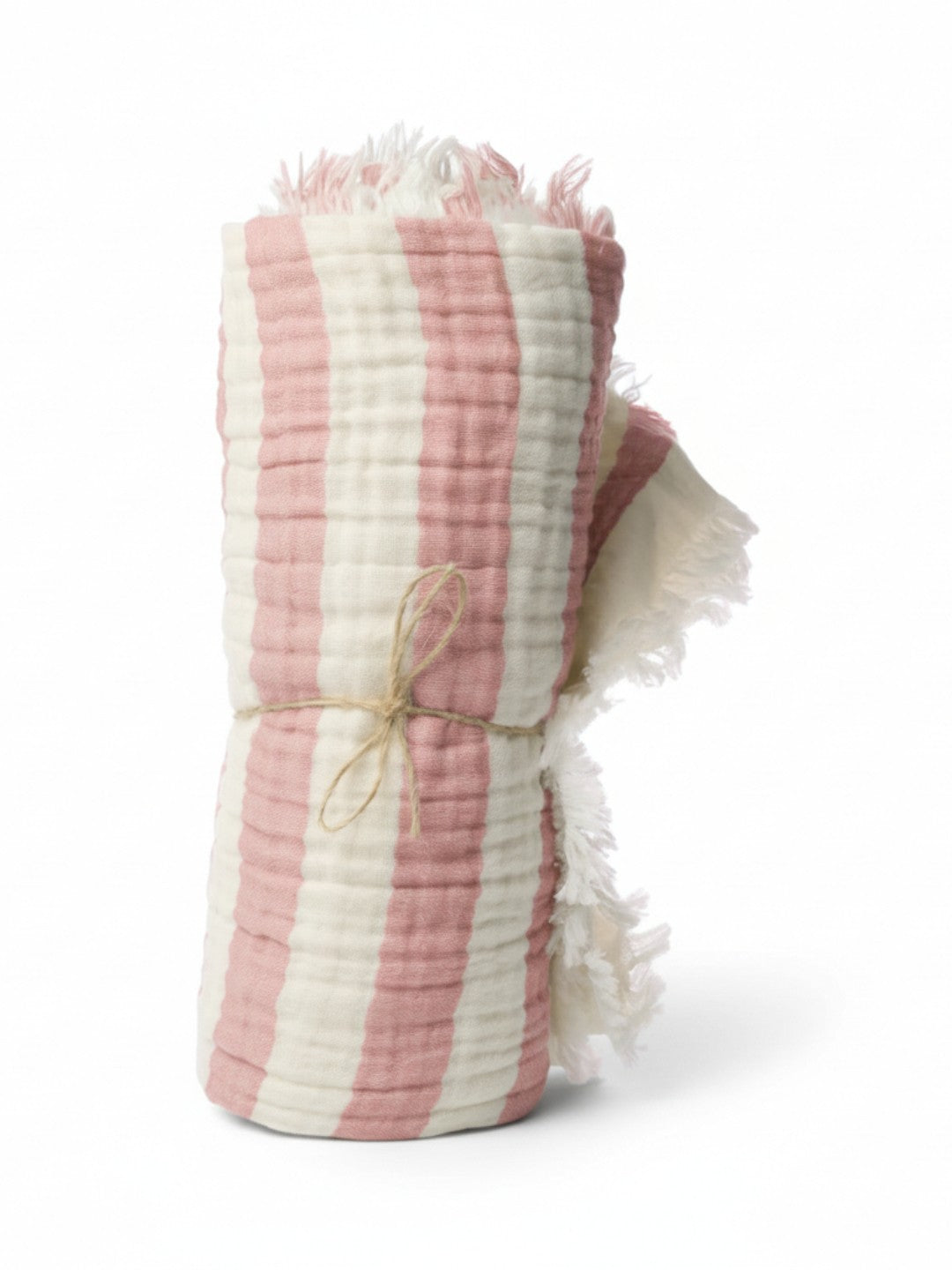 Pembe renk 4 katlı muslin bebek örtüsü battaniyesi