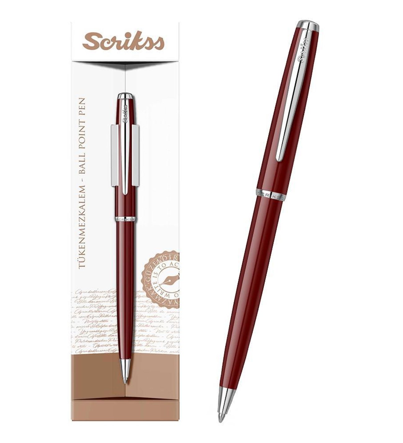 Scrikss Premium Tükenmez Kalem | Vintage Bordo Tasarım