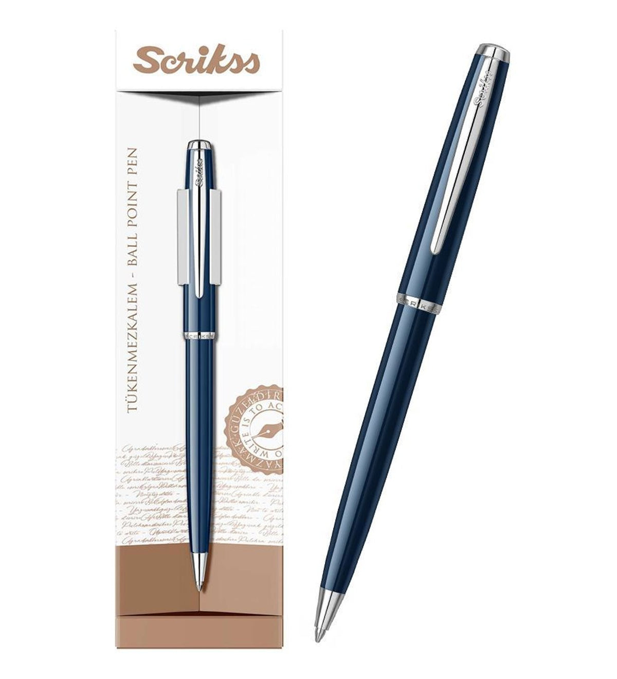 Scrikss Premium Tükenmez Kalem | Vintage Lacivert Tasarım