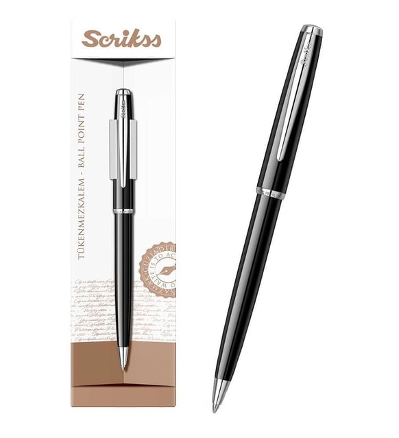 Scrikss Premium Tükenmez Kalem | Vintage Siyah Tasarım