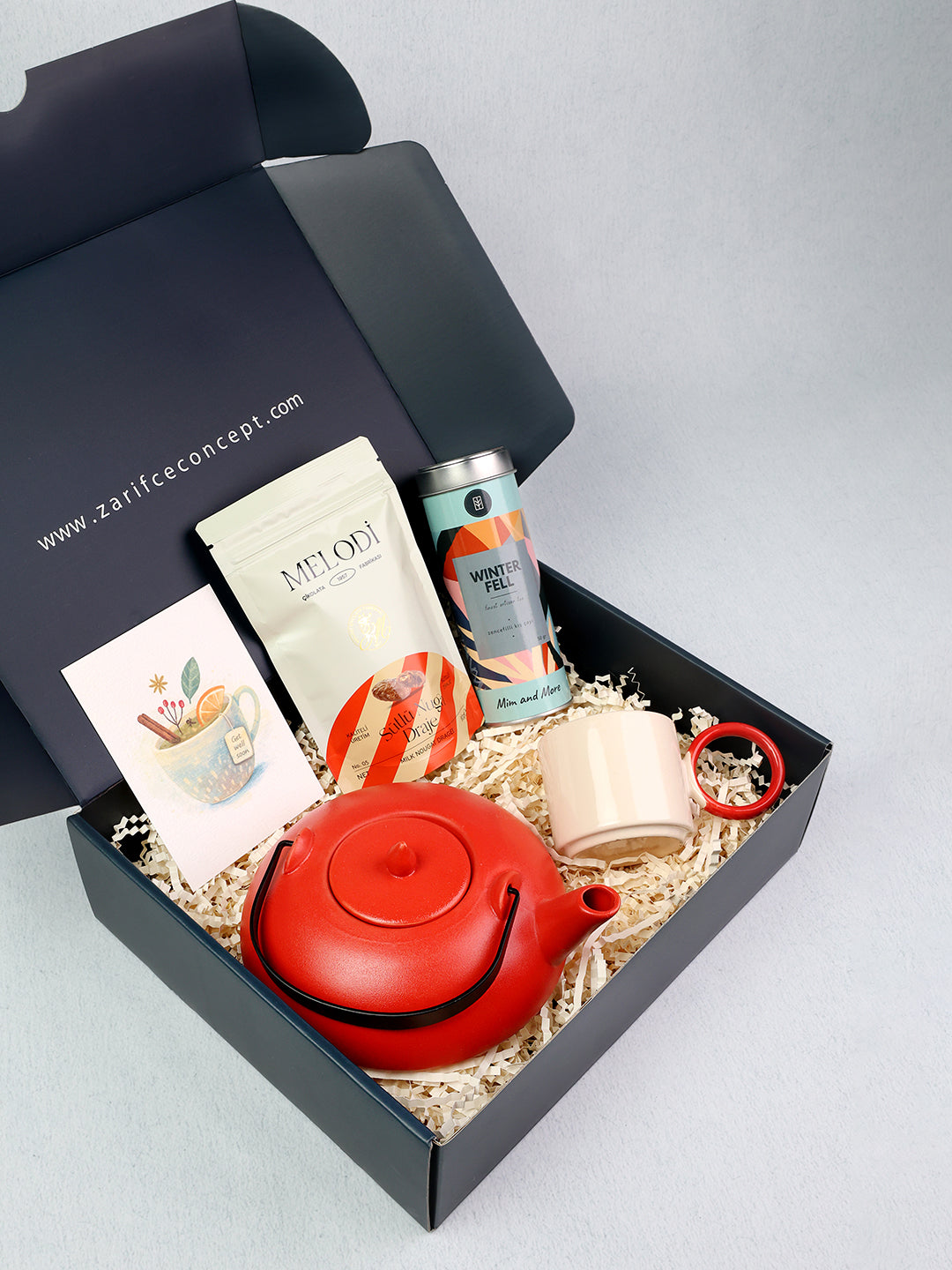 Geçmiş Olsun Kutusu- Kırmızı Demlik