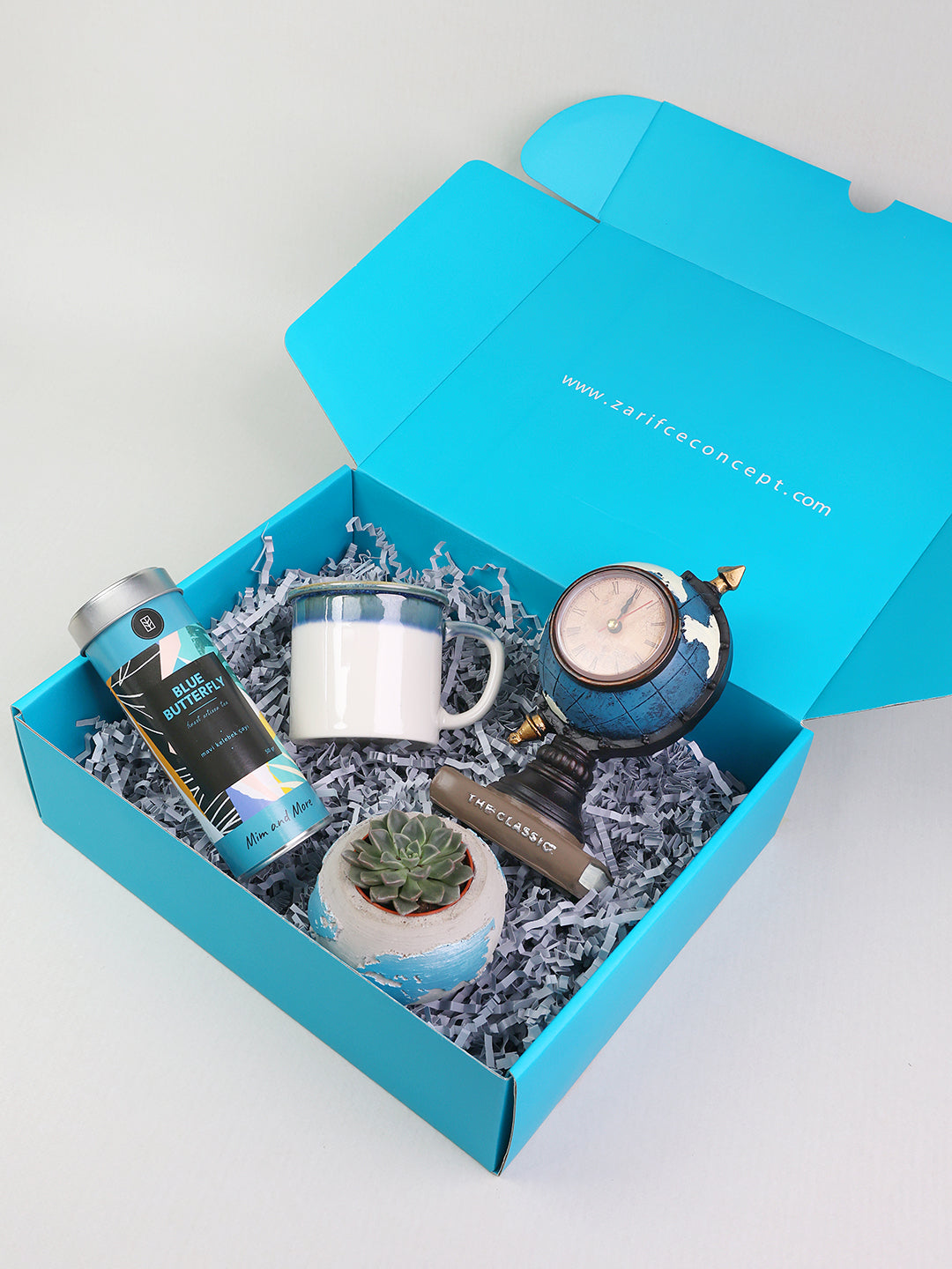 Mavi Dünya Küre Saat Hediye Kutusu