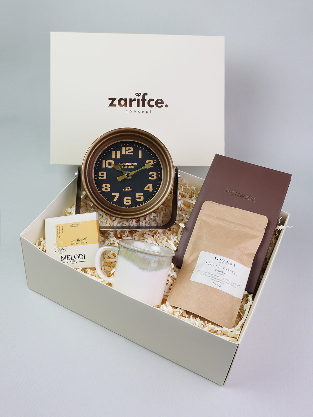 Retro Masa Saati & Kahve Hediye Kutusu