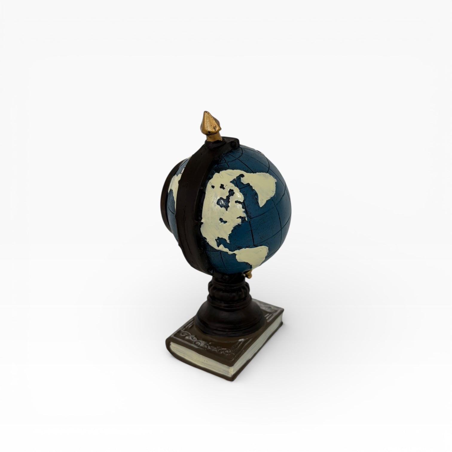 Dekoratif Dünya Saat – Vintage Globe Masa Saati (Mavi)