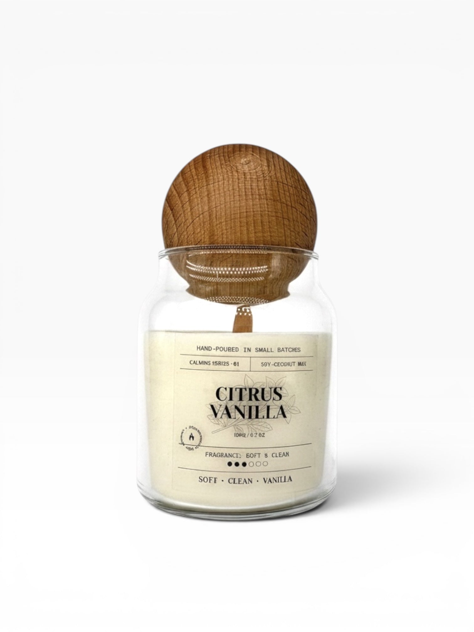 CITRUS VANILLA Ahşap Kapaklı Kavanoz Mum – Ahşap Fitilli Doğal Soya & Coconut Wax