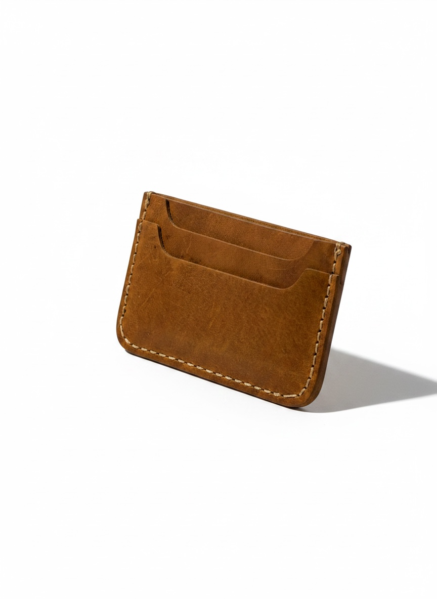 El Dikimi Hakiki Deri Kartlık – Minimal Tasarım, Vintage Taba Renk