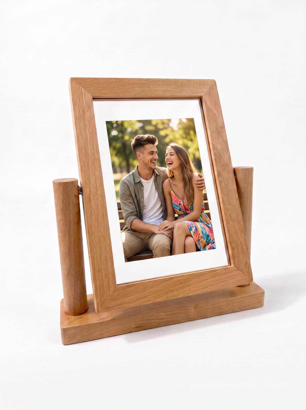 Ahşap Döner Fotoğraf Çerçevesi (10x15 cm Fotoğraf Uyumlu)