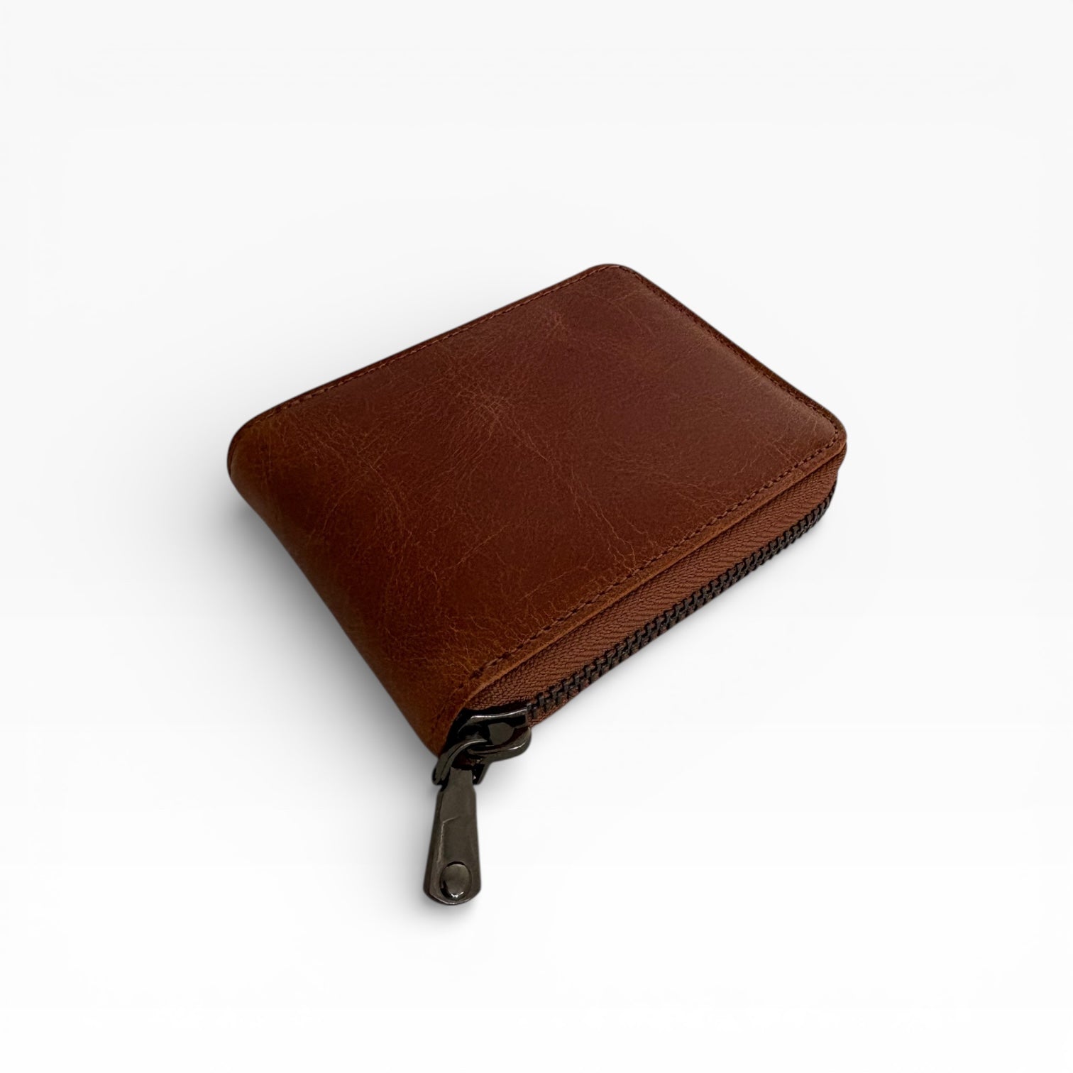 Taba Rengi Hakiki Deri Fermuarlı Kadın Cüzdan