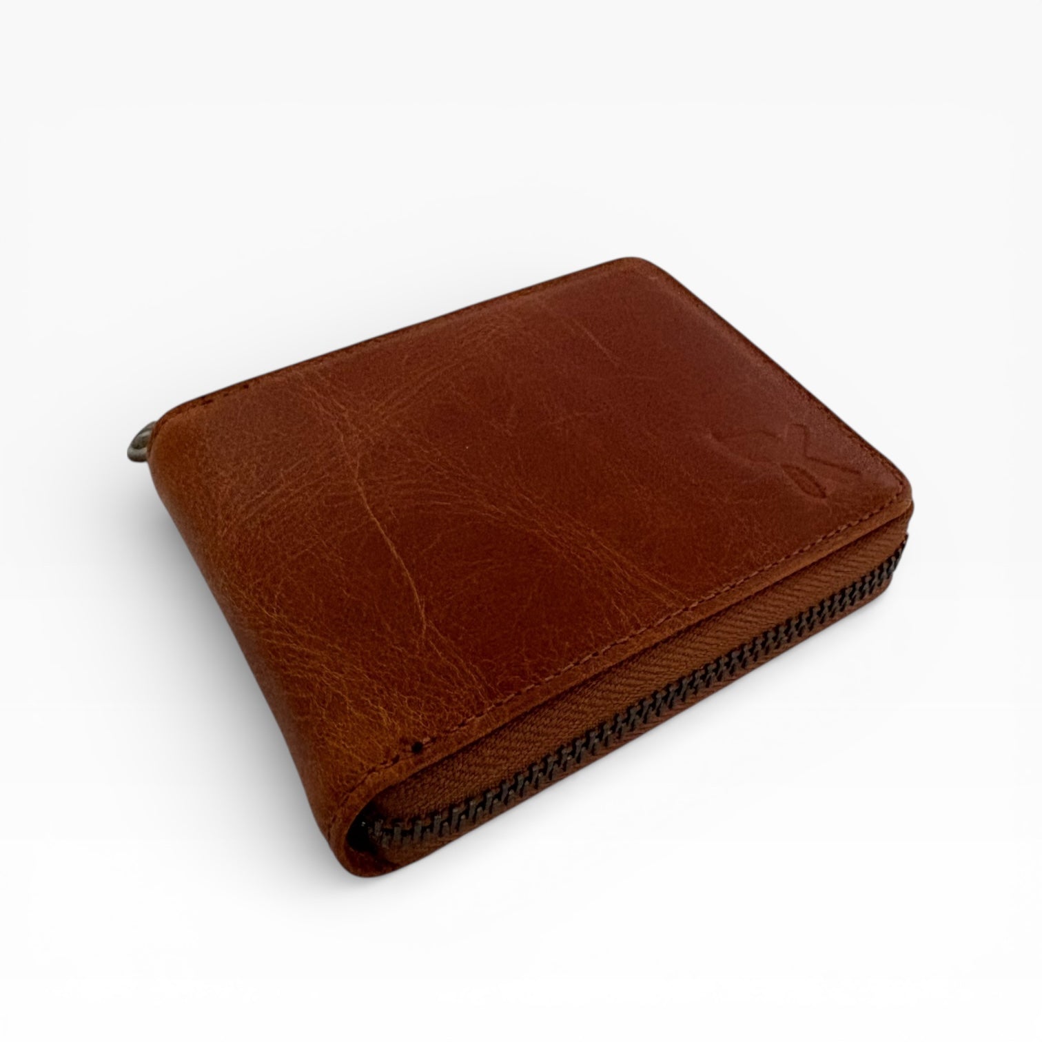 Taba Rengi Hakiki Deri Fermuarlı Kadın Cüzdan