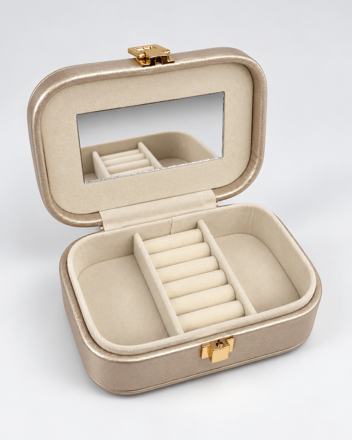 Bej Aynalı Takı Kutusu – 14 × 9 cm - zarifceconcept-1