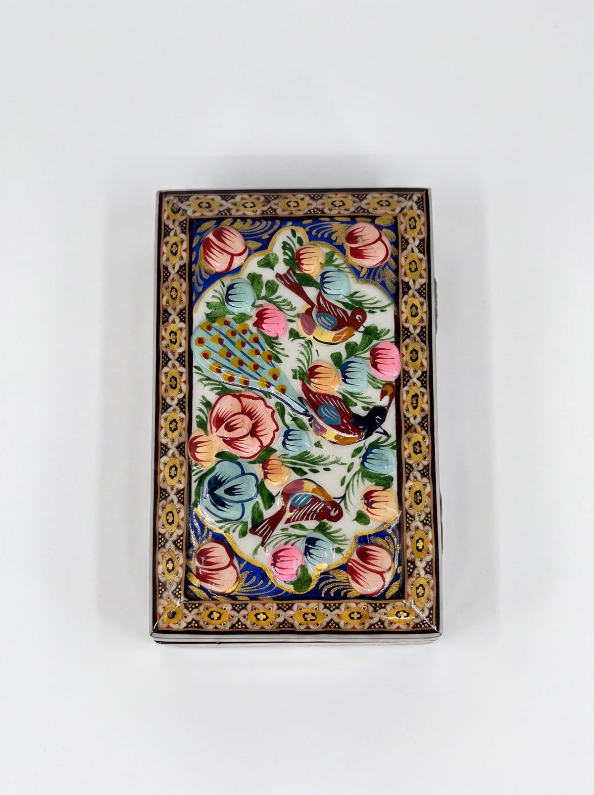 El İşçiliği İran Hatem Kutu – Minyatür Kuş ve Çiçek Desenli | 16 × 10 cm - zarifceconcept-2