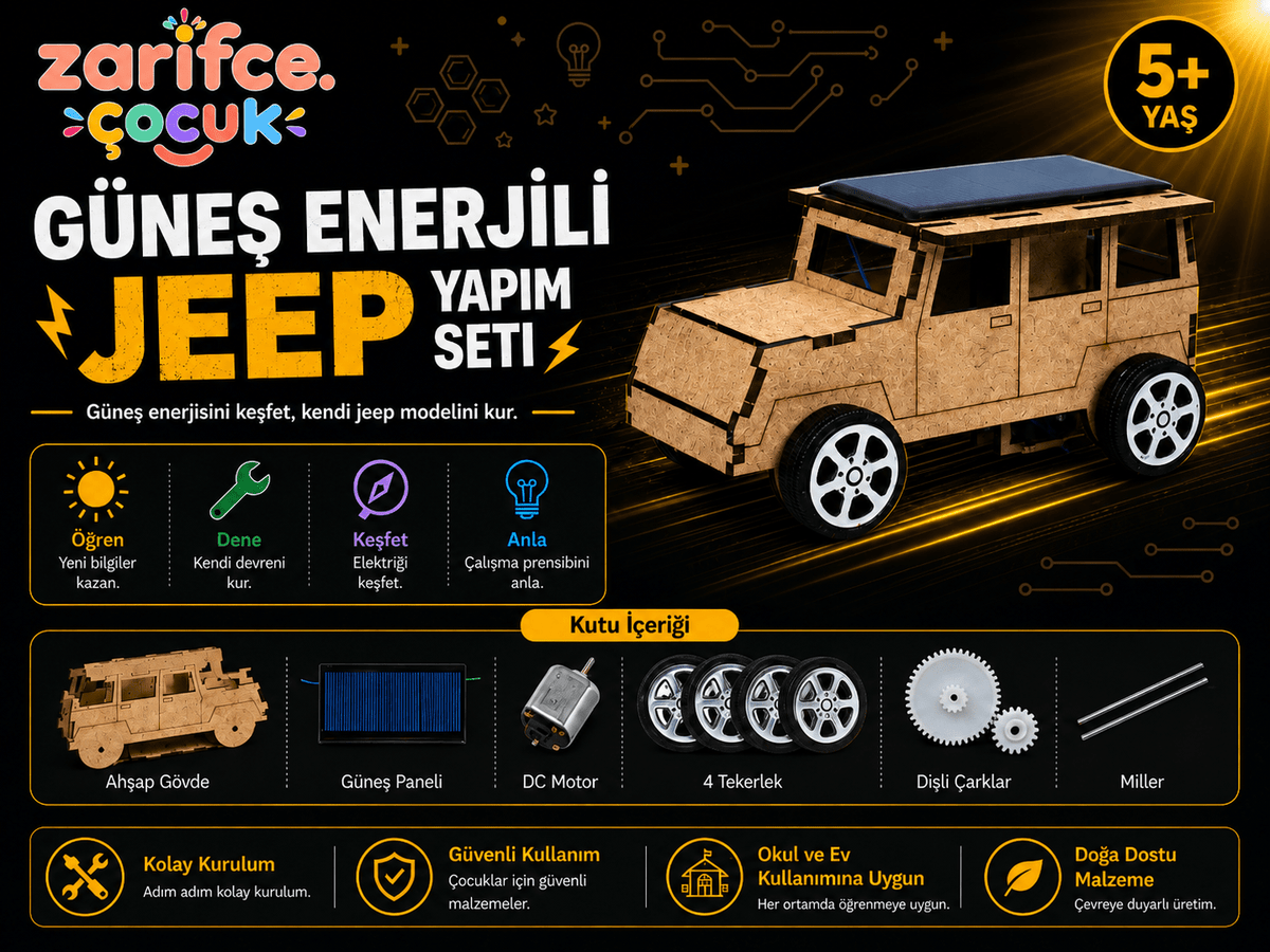 Güneş Enerjili Jeep Deney Seti – Solar Araç Yapım Kiti | 5+ Yaş - zarifceconcept-2