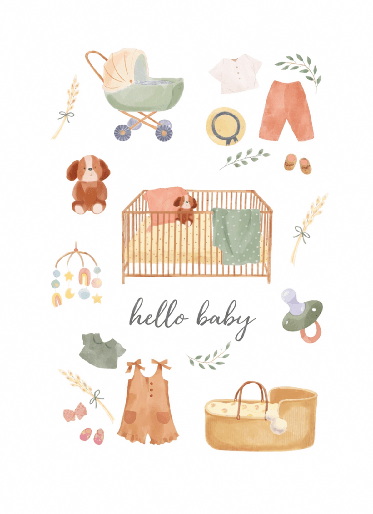Hello Baby 🍼 – Bebek Tebrik Kartı - zarifceconcept-1