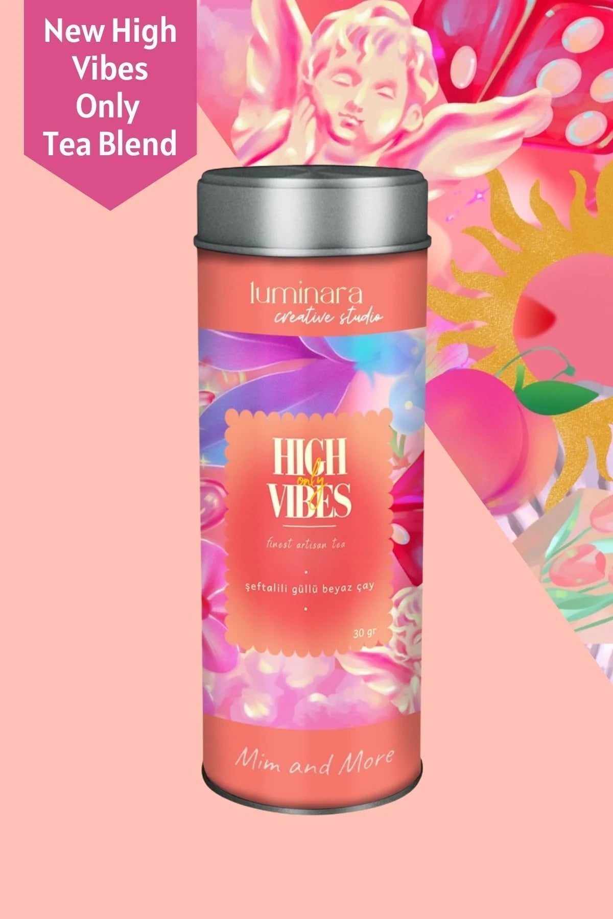 High Vibes Only Tea – Güllü & Şeftali Aromalı Beyaz Çay (50 g)