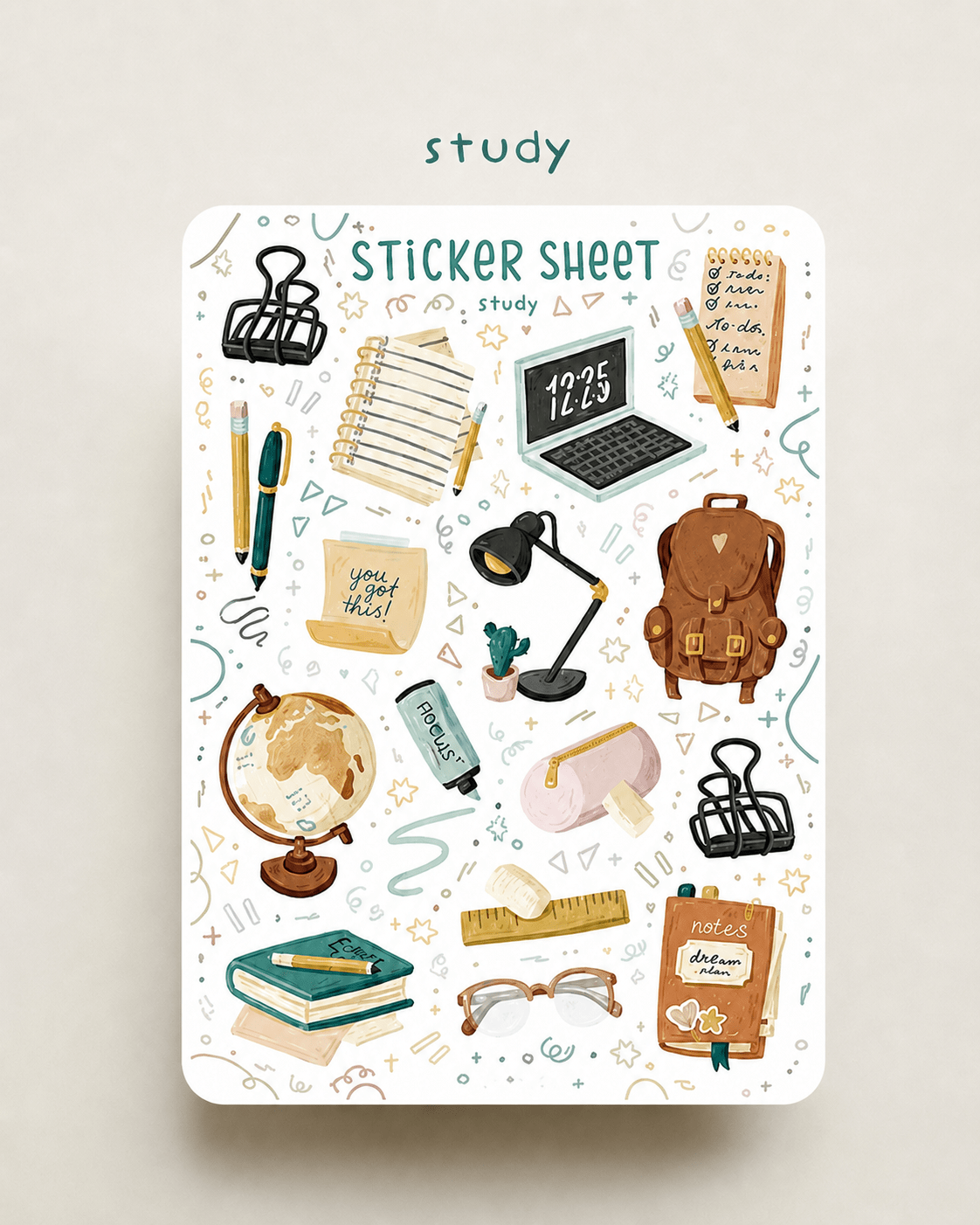 Kitap & Akademi Temalı Sticker Sheet – Dekoratif Sticker 10 x 15 cm - zarifceconcept-1