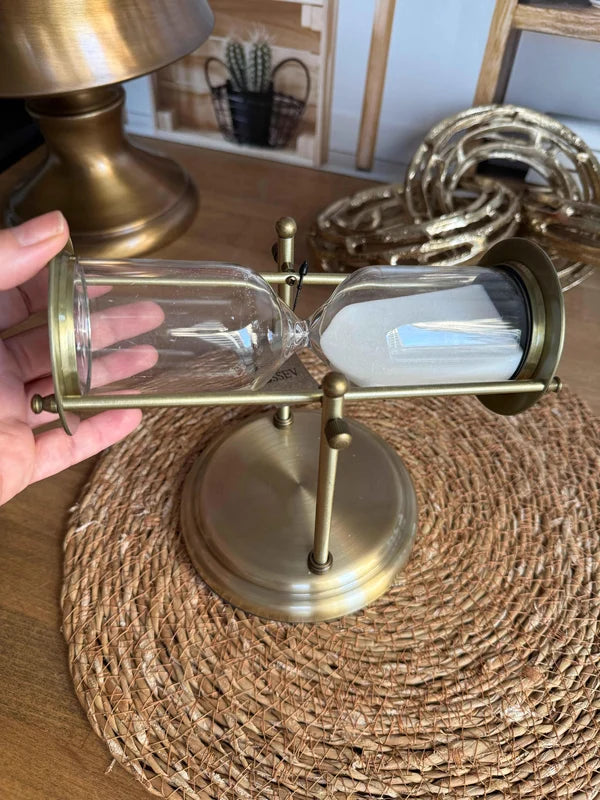 London Eskitme Gold Kum Saati – 25 cm Dekoratif Metal ve Cam Tasarım