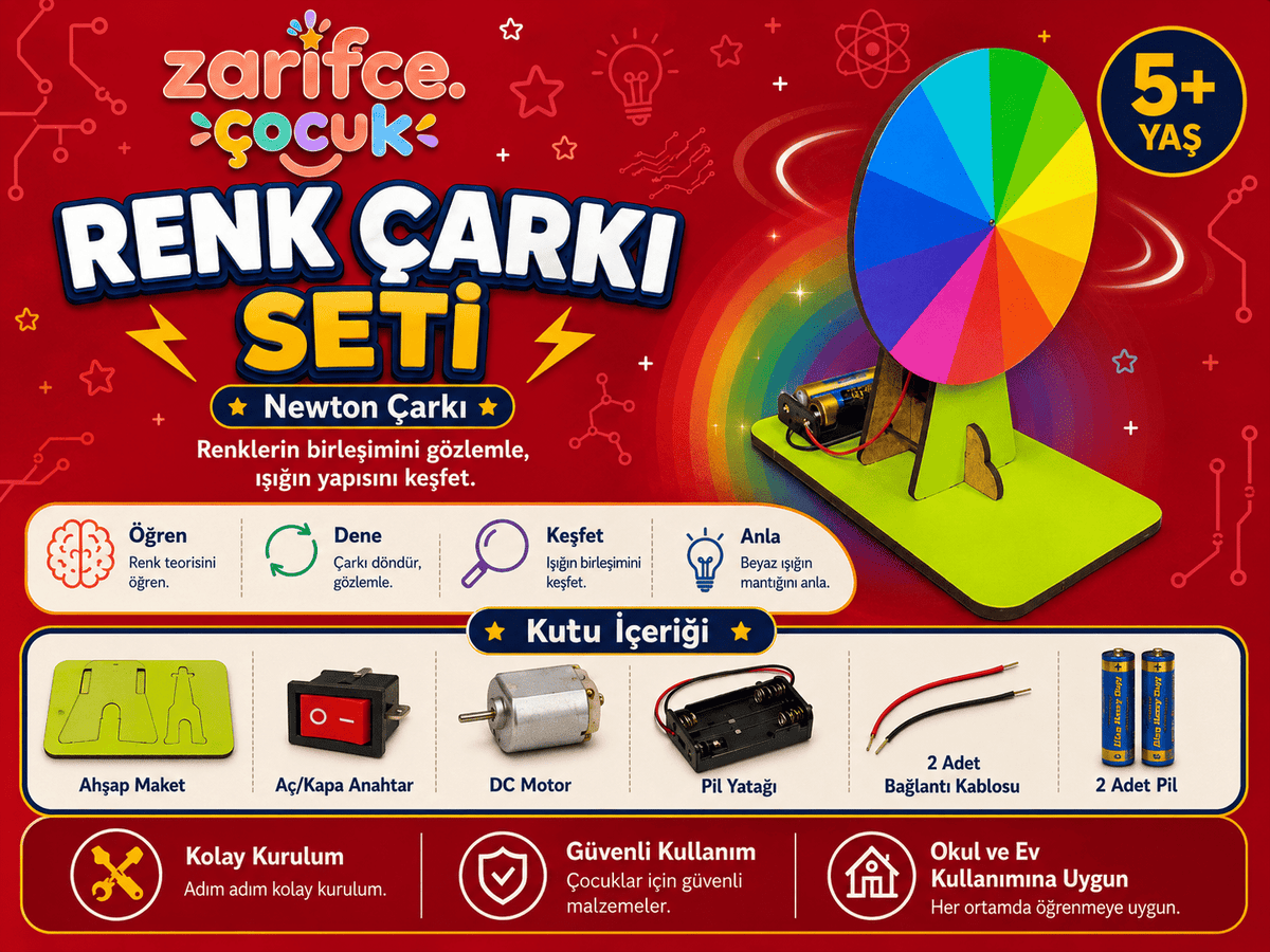 Renk Çarkı Deney Seti – Newton Çarkı | 5+ Yaş - zarifceconcept-2
