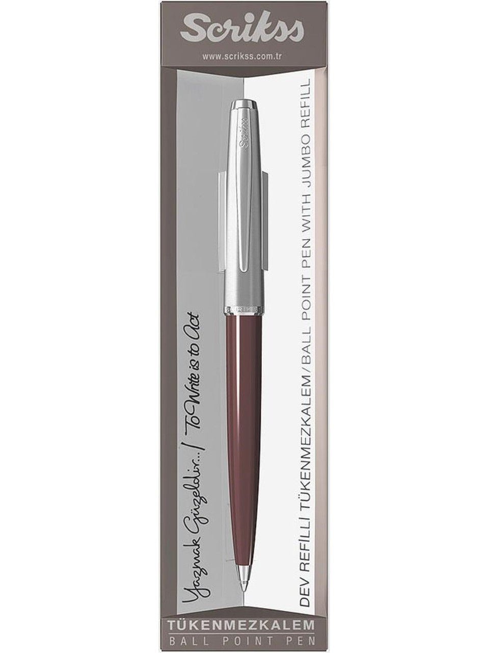 Scrikss Premium Tükenmez Kalem | Bordo & Krom Tasarım - zarifceconcept-1
