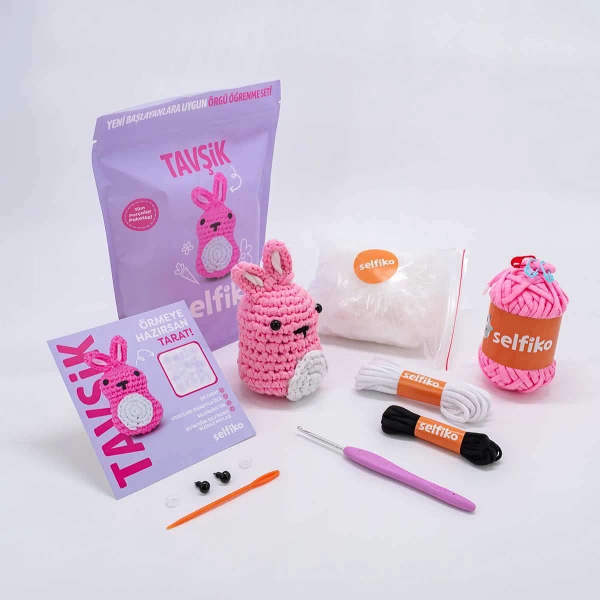 Selfiko Tavşik Amigurumi Hobi Seti – El Yapımı Tavşan Örgü Deneyimi