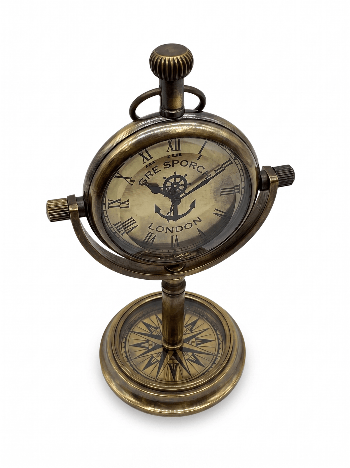 Vintage Pirinç Masaüstü Saat – Greenwich London - zarifceconcept-1