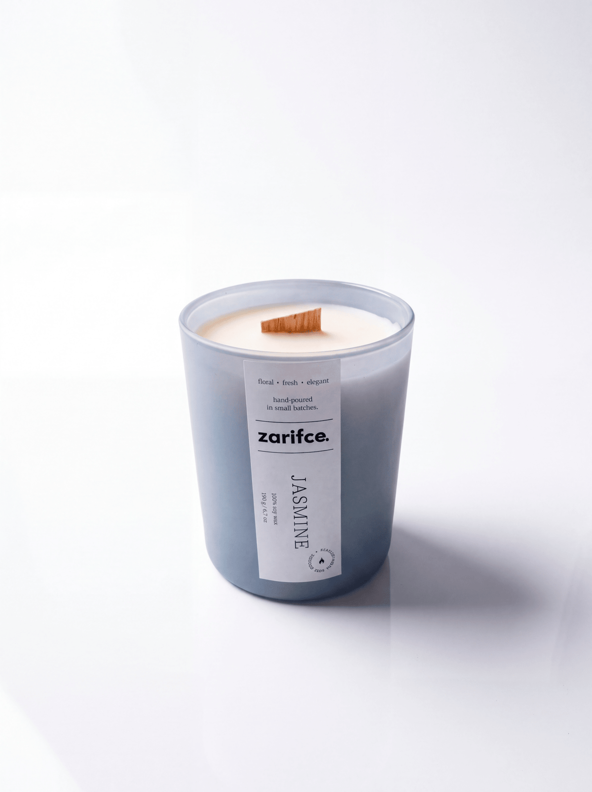 Yasemin Kokulu Buz Mavisi Mum - 190 gr | %100 Doğal Soya Wax & Ahşap Fitil - zarifceconcept-2