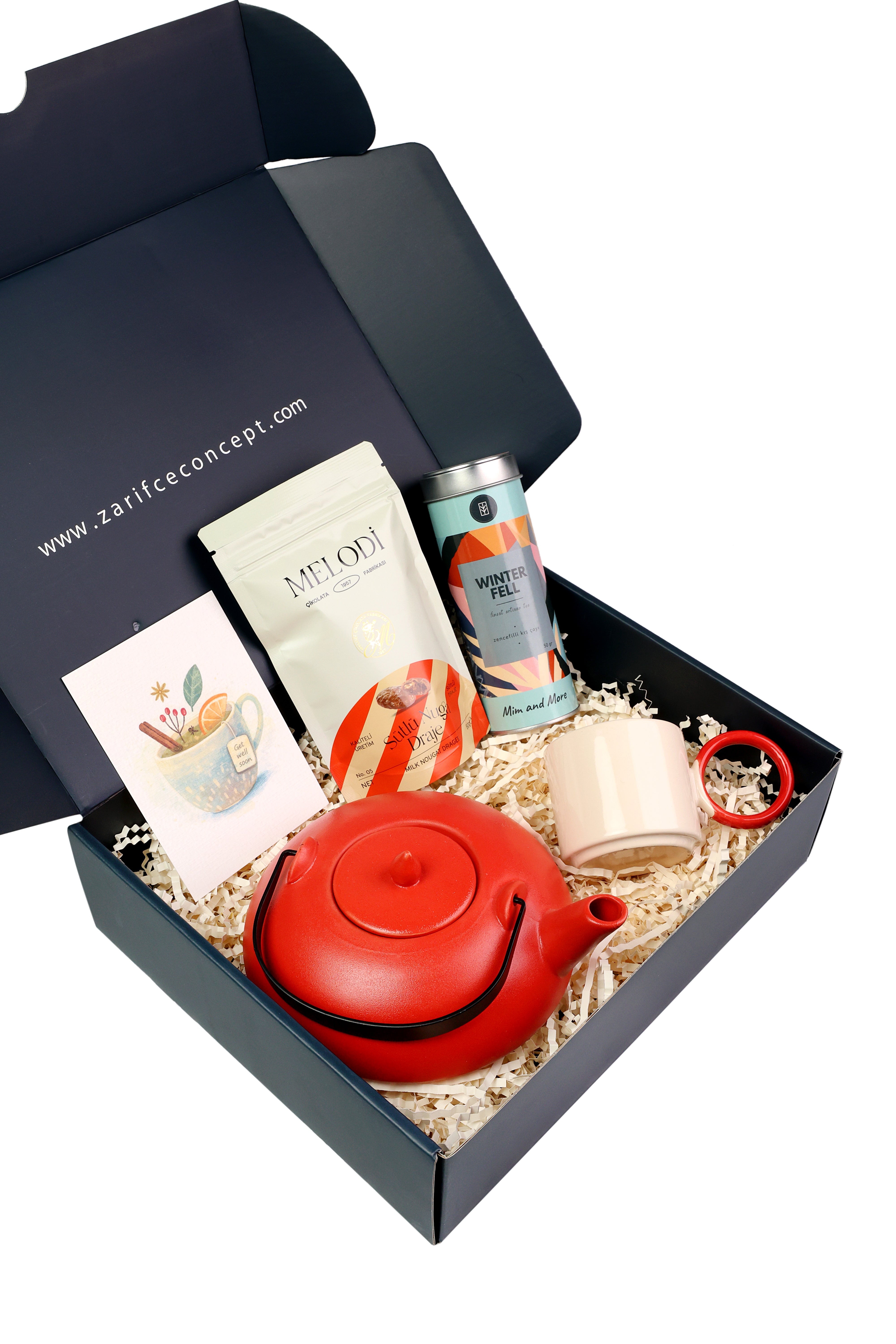 Geçmiş Olsun Kutusu- Kırmızı Demlik