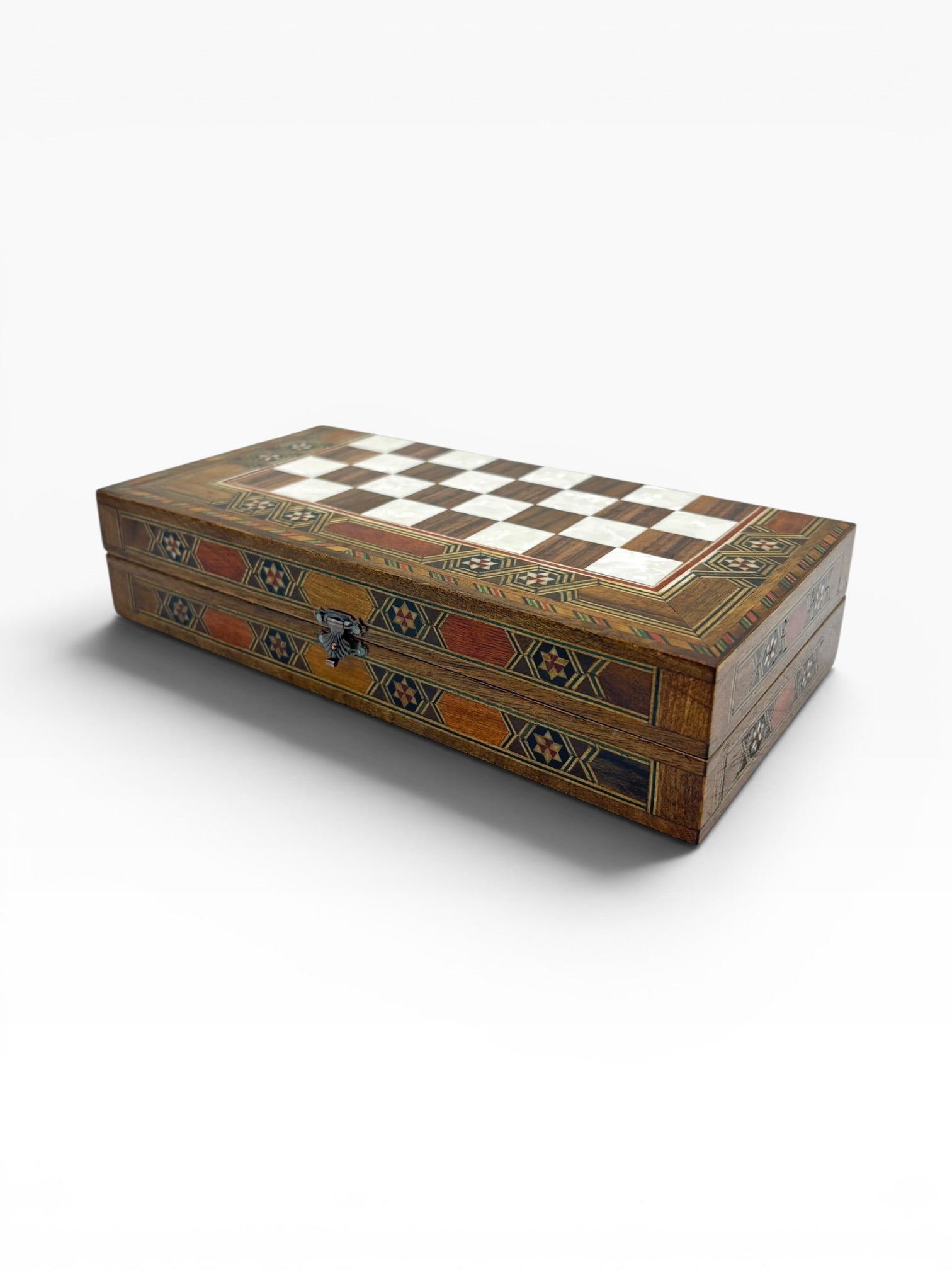 Masif Ahşap El İşçiliği Tavla Seti 22x22 cm – Dekoratif Premium Tavla