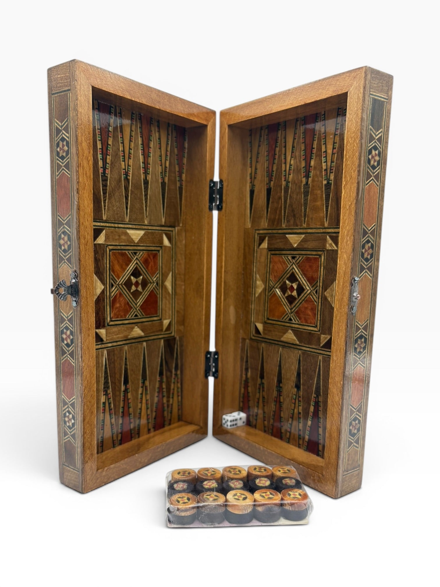 Masif Ahşap El İşçiliği Tavla Seti 22x22 cm – Dekoratif Premium Tavla