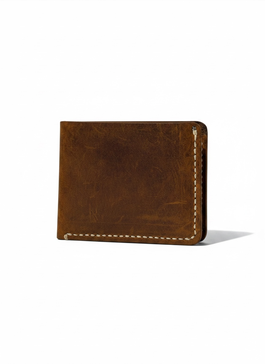 El Dikimi Hakiki Deri Cüzdan – Minimal Tasarım, Vintage Taba Renk