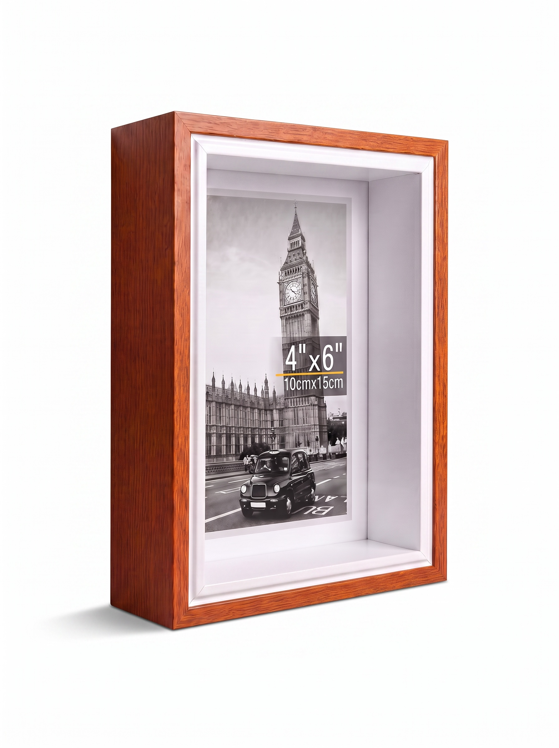 Ceviz Tonlu Ahşap Derin Fotoğraf Çerçevesi – 10 × 15 cm