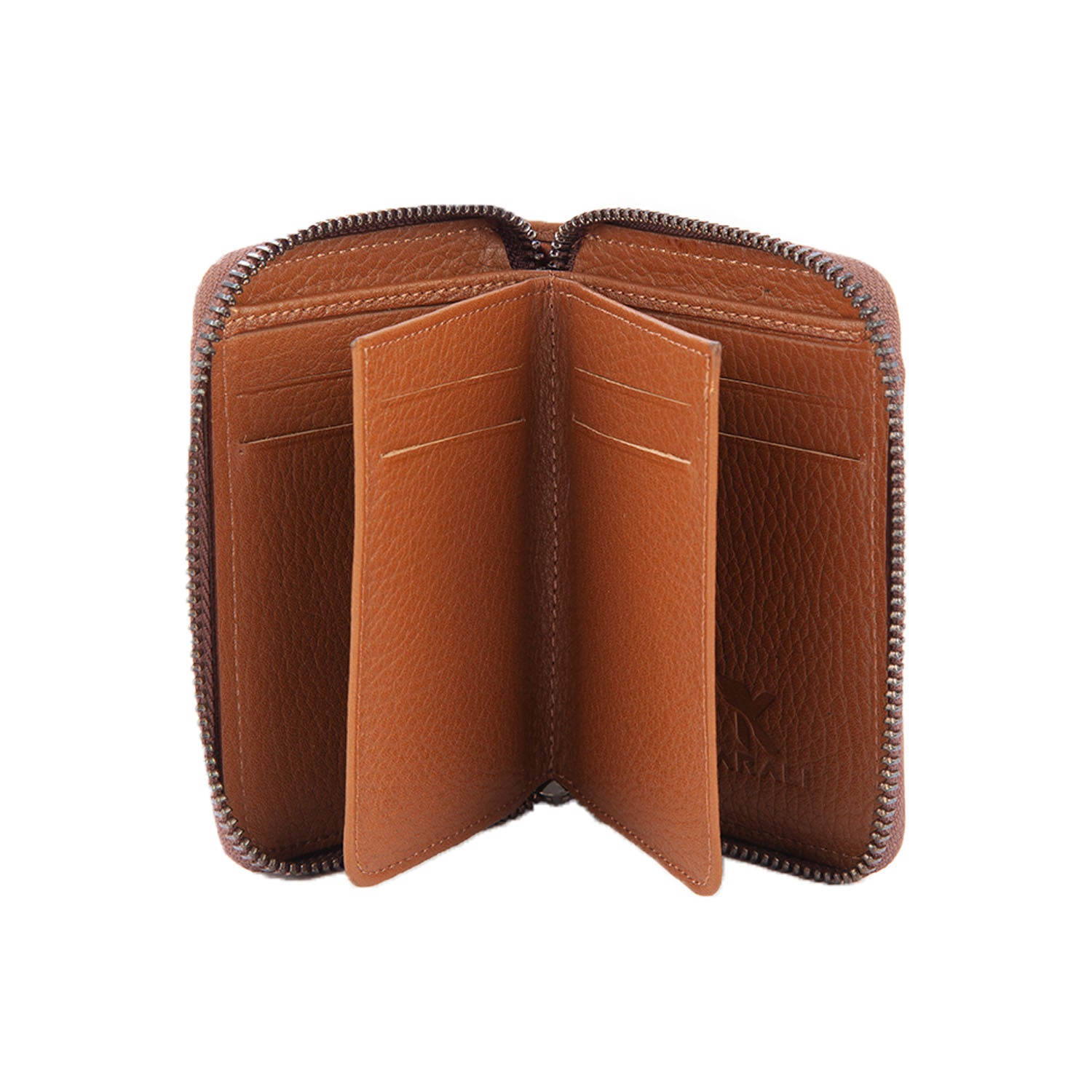 Taba Rengi Hakiki Deri Fermuarlı Kadın Cüzdan