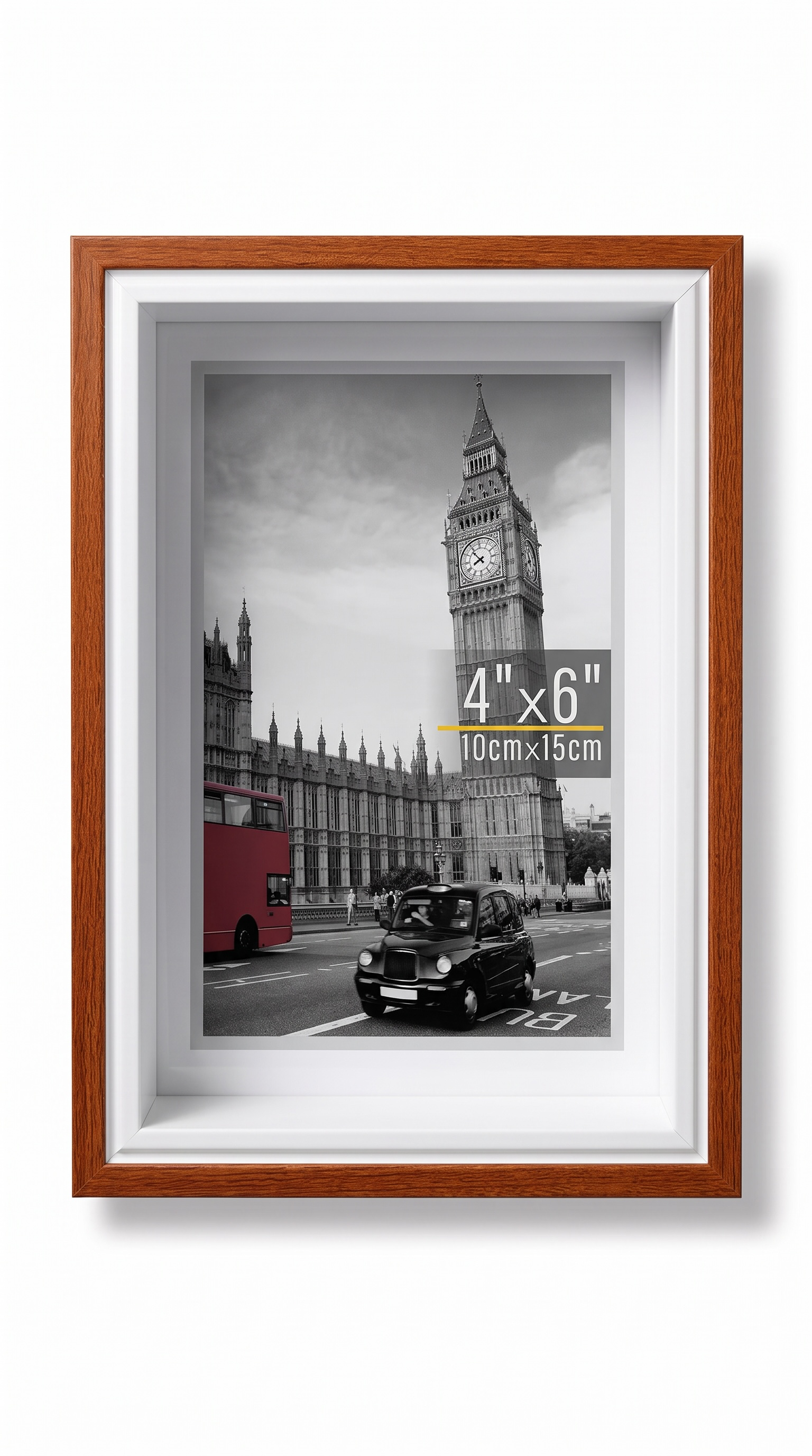 Ceviz Tonlu Ahşap Derin Fotoğraf Çerçevesi – 10 × 15 cm
