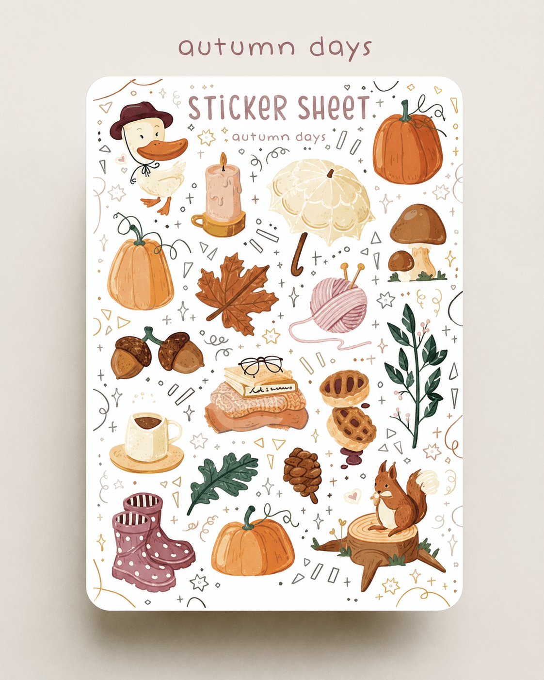 Doğa & Sonbahar Temalı Sticker Sheet – Dekoratif Sticker 10 x 15 cm - zarifceconcept-4