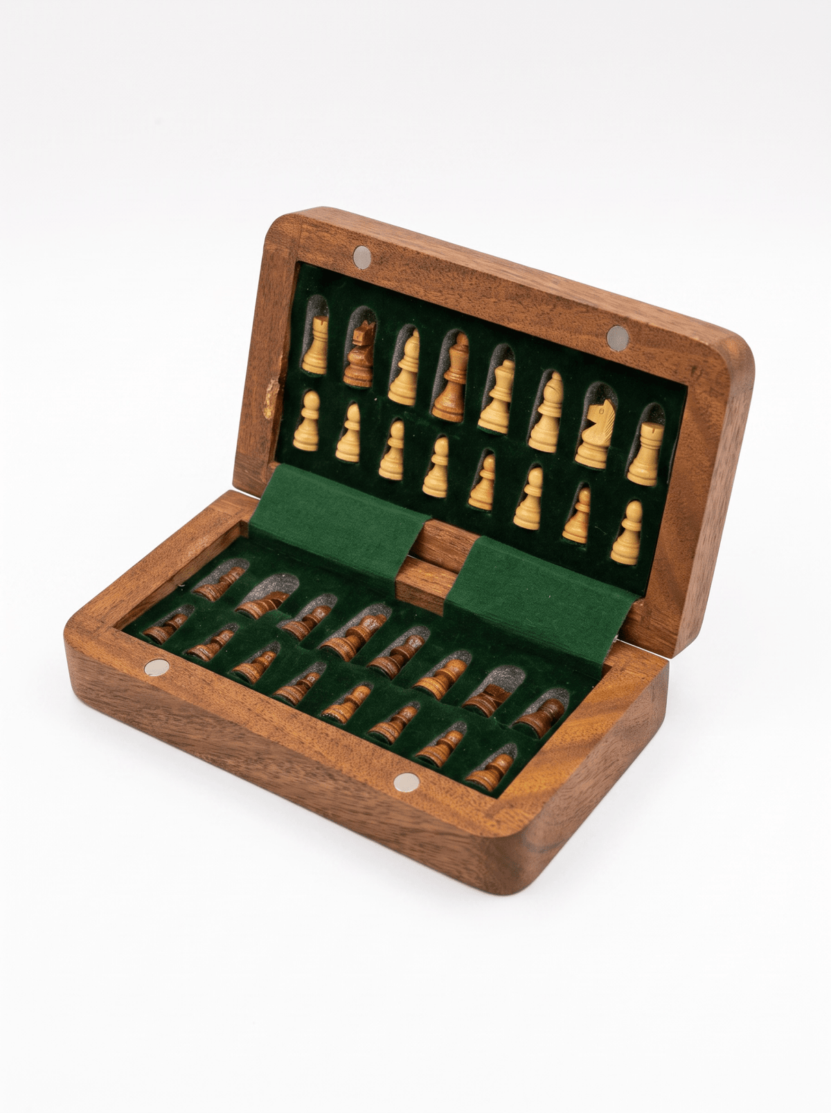 El İşçiliği Gül Ağacı Mıknatıslı Satranç Takımı 12,5 cm – Mini / Cep Boy - zarifceconcept-2