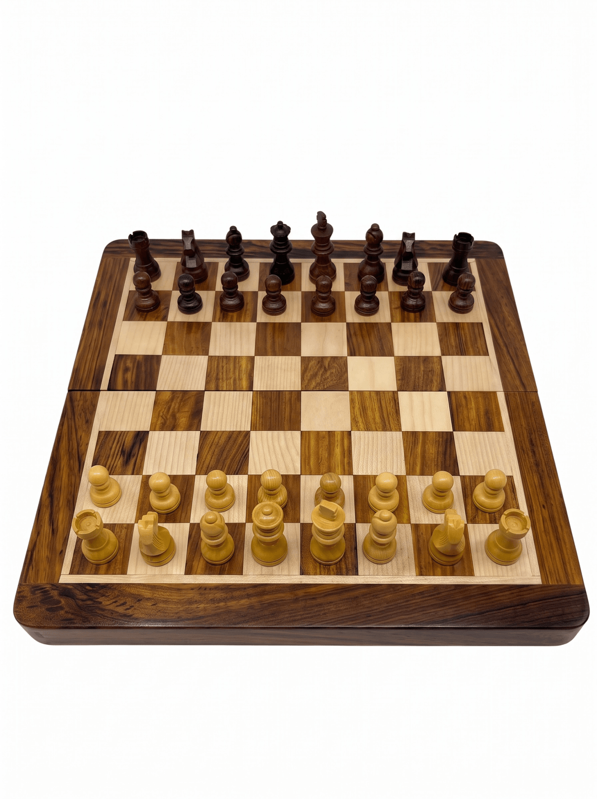 El İşçiliği Gül Ağacı Mıknatıslı Satranç Takımı 25 cm – Masaüstü - zarifceconcept-1