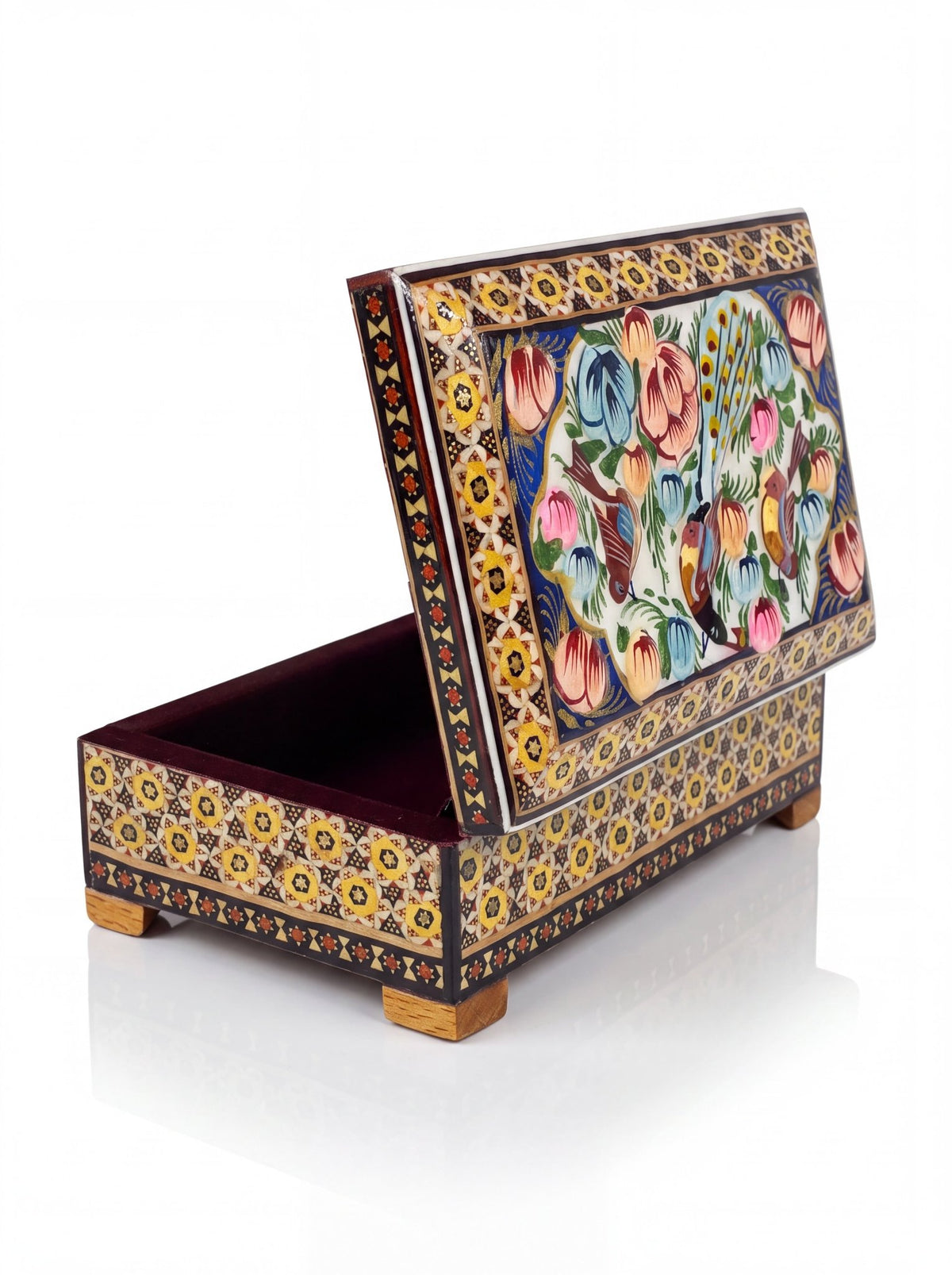 El İşçiliği İran Hatem Kutu – Mavi Bahçe | 16 × 10 cm - zarifceconcept-4