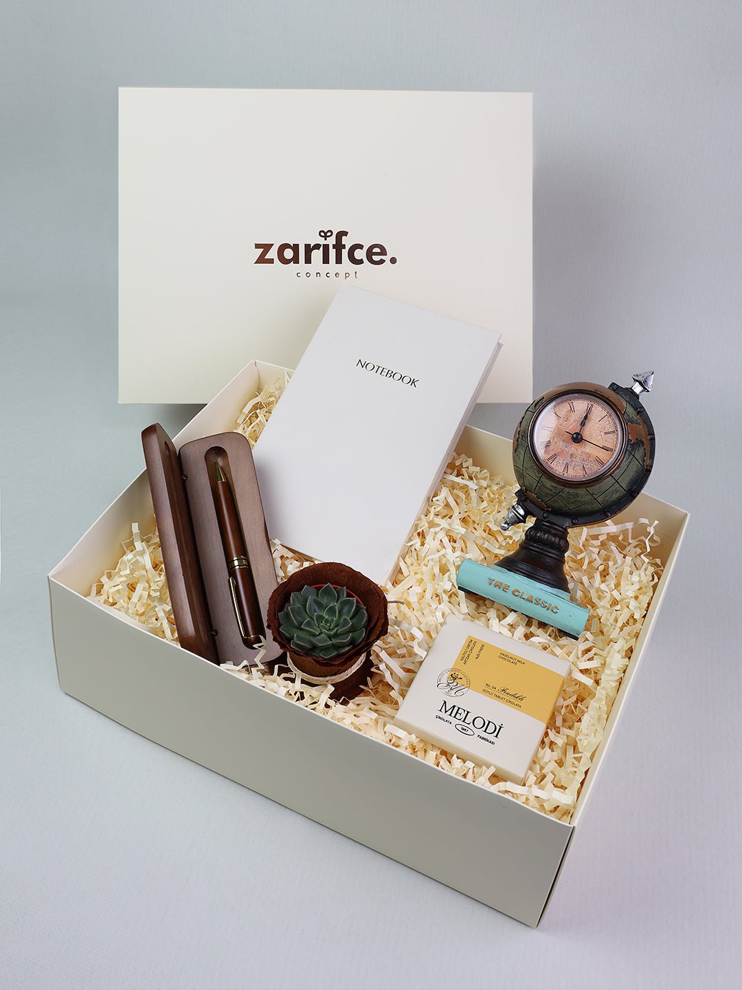 Kahverengi Dünya Küre Saat Hediye Kutusu - zarifceconcept-1