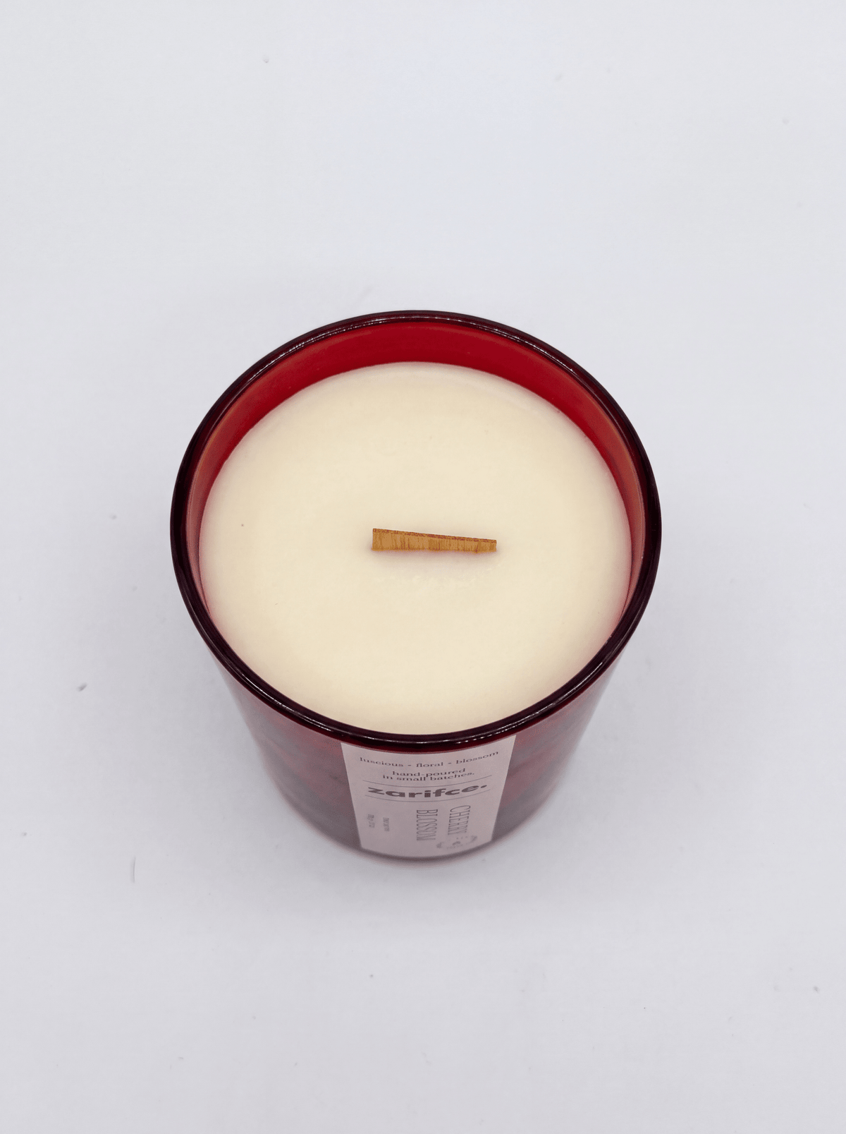 Kiraz Çiçeği Kokulu Kırmızı Mum - 180 gr | %100 Doğal Soya Wax & Ahşap Fitil - zarifceconcept-3