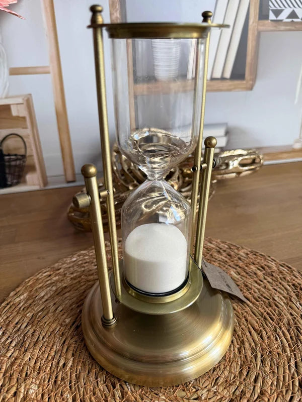London Eskitme Gold Kum Saati – 25 cm Dekoratif Metal ve Cam Tasarım