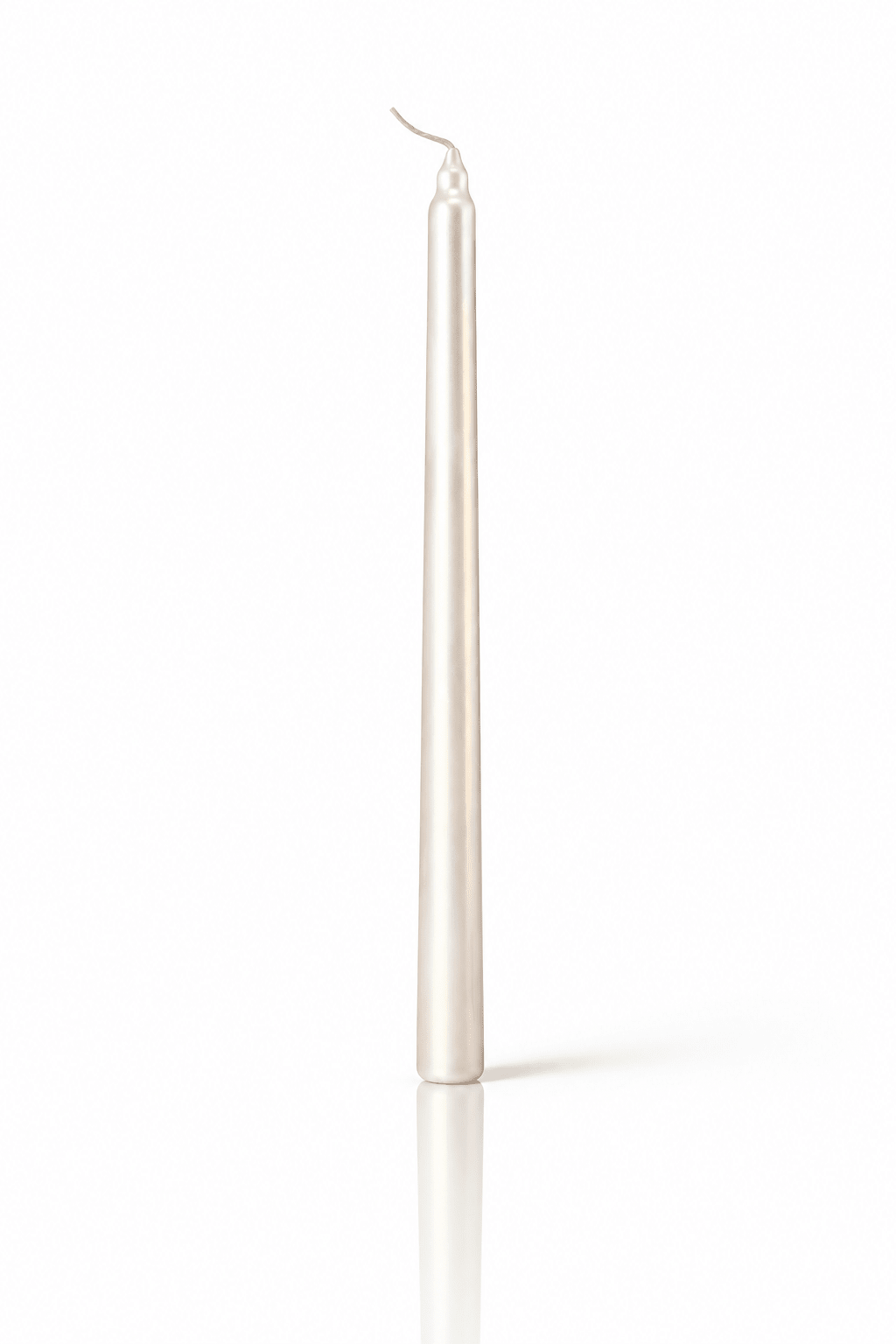 Metalik Beyaz Şamdan Mumu - 26 cm - zarifceconcept-1