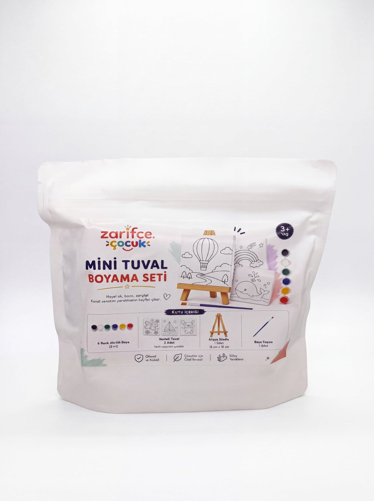 Mini Tuval Boyama Seti – 3 Resimli Tuval ve Şövale | 3+ Yaş - zarifceconcept-1