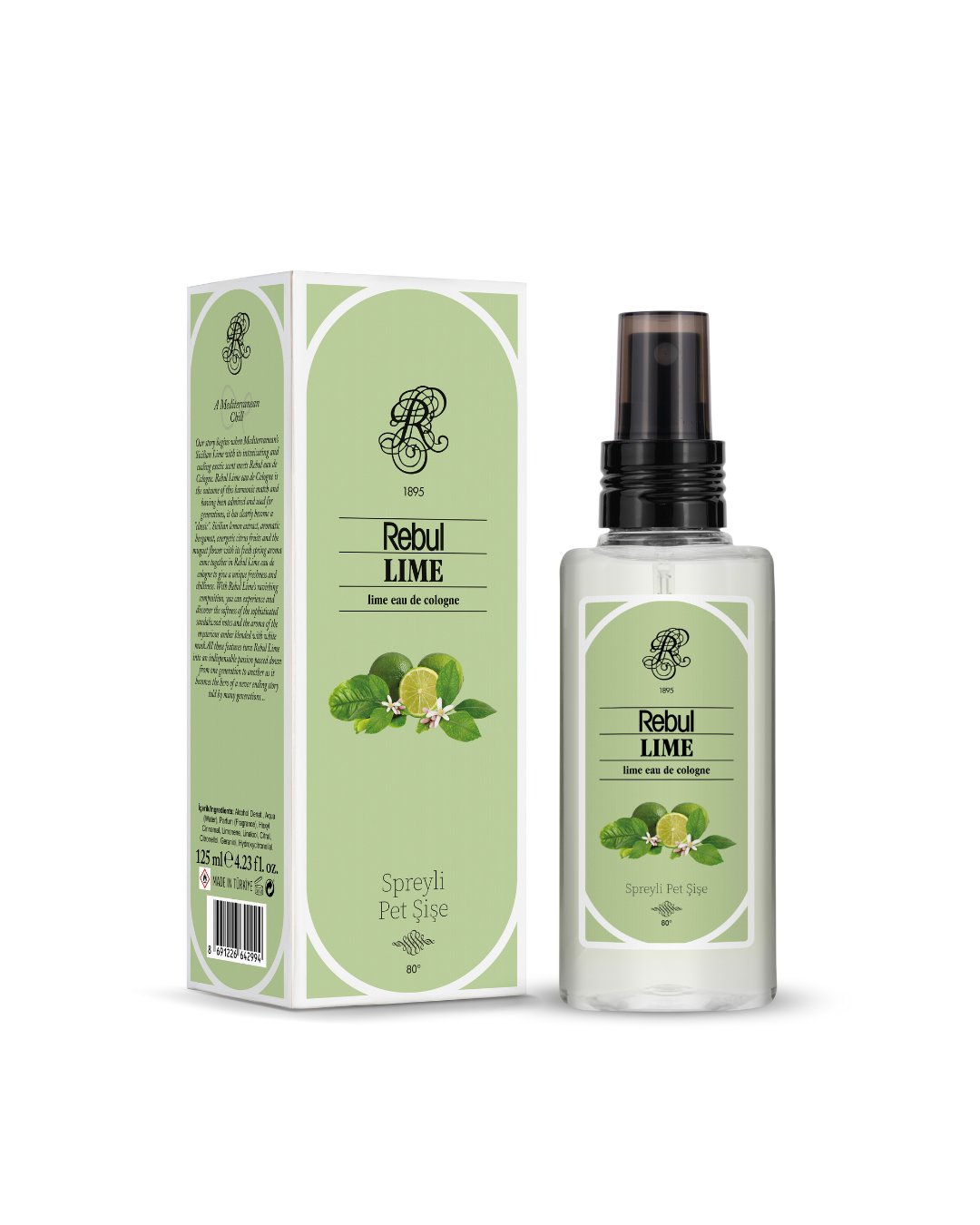 Rebul Lime Kolonya 125 ml | Yeşil Limon Esintili Canlı ve Ferah Koku