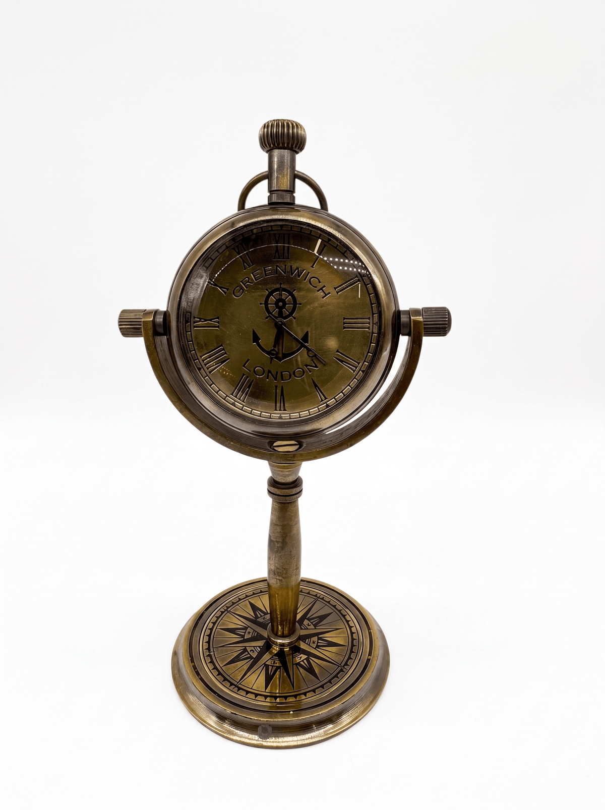 Vintage Pirinç Masaüstü Saat – Greenwich London - zarifceconcept-3
