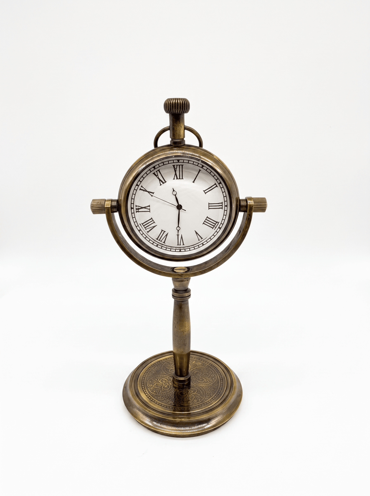 Vintage Pirinç Masaüstü Saat – Victoria London Roma Rakamlı - zarifceconcept-1